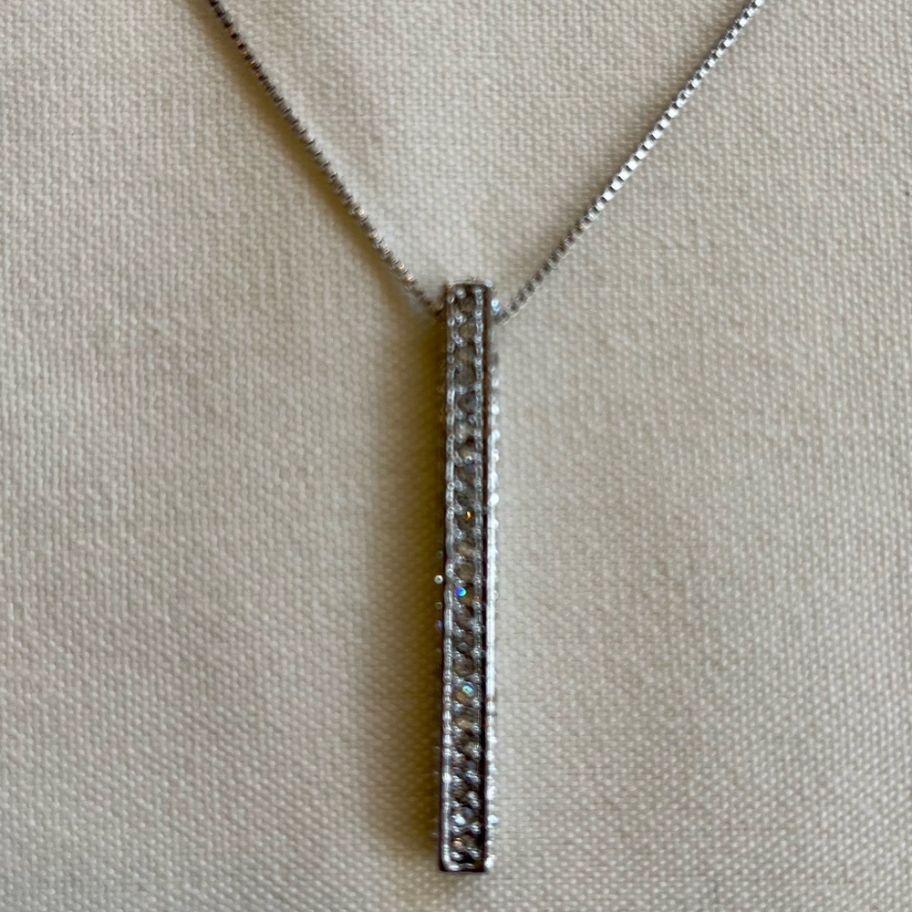 Bar Pendant Necklace - Silver plated chain - Picture 10 of 16